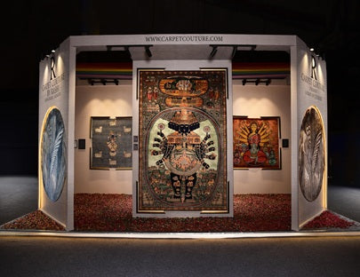 <b>Carpets as Installation:</b> At Carpet Couture we take rugs beyond floors -reimagining them as art pieces for walls,ceilings,bedbacks & bar facades. For a truly unique installation , connect with our experts