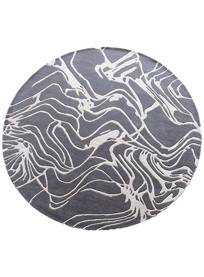 Classic Abstract Round Rugs in Black & White online in India
